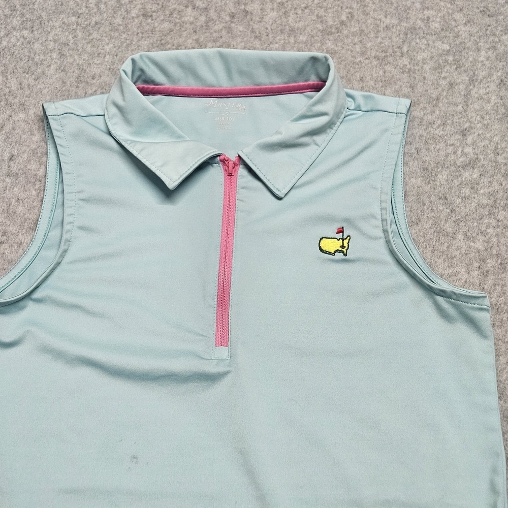 Girls Masters Kids Golf Tank Top M (8-10) Blue And Pink 1/4 Zip Official